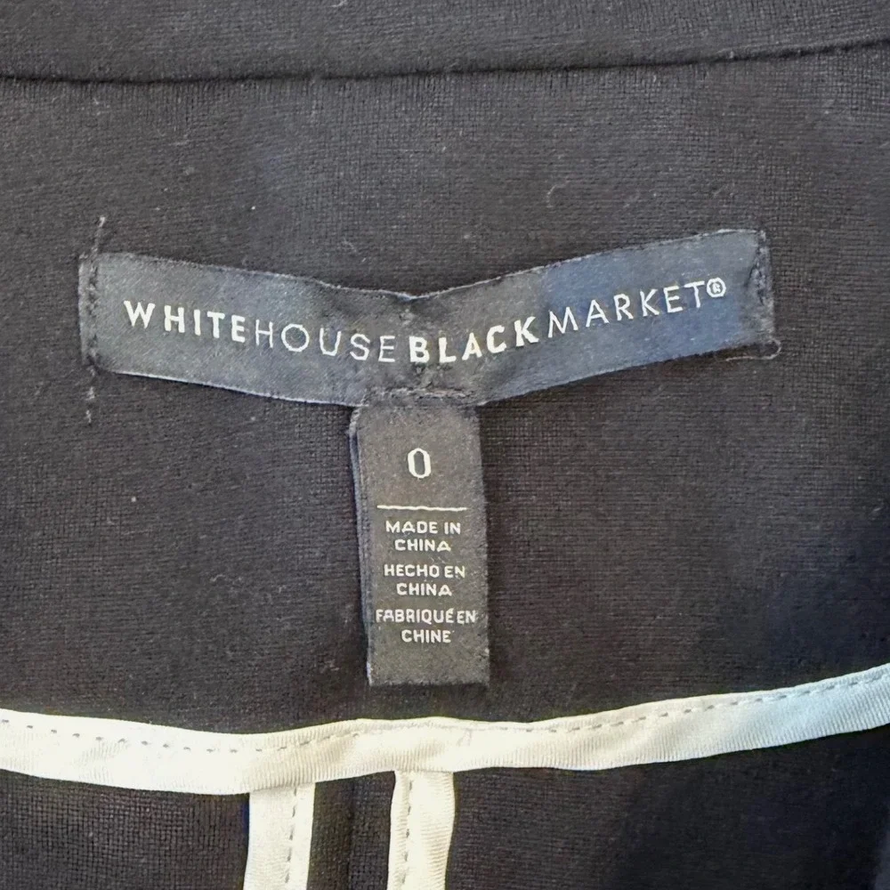 White House Black Market Black White Contrast Piping Zip Front Jacket Size 0